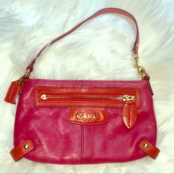 Coach Handbags - Coach leather wristlet wallet pink